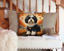 Havanese Fall Throw Pillow Machine Washable, Indoor Outdoor Decorative Pillow for Couch, Bed or Patio, 14Hx14W