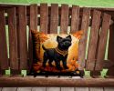 Black Cairn Terrier Fall Throw Pillow Machine Washable, Indoor Outdoor Decorative Pillow for Couch, Bed or Patio, 14Hx14W