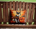 Basenji Fall Throw Pillow Machine Washable, Indoor Outdoor Decorative Pillow for Couch, Bed or Patio, 14Hx14W