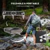 8ft Aluminum Folding Picnic Table with Adjustable Legs for BBQ Beach Hiking Travel Black White Portable Design