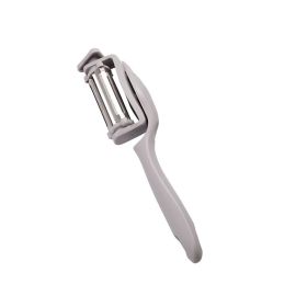 Multifunctional Stainless Steel Rotary Peeler 3in1 with Plastic Handle Vegetables Fruit Peelers Straight (Color: GRAY)