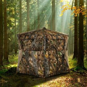3 Person Portable Pop-Up Ground Hunting Blind with Tie-downs (Main Color: Brown, Main Material: Fiberglass)