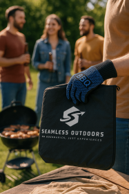 Seamless Outdoors BBQ Essentials: Warmer Blanket & Gloves Set (Color: Red)