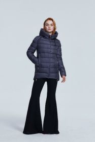 Women warm hooded winter coat women jacket casual parkas jacket (Color: Navy Blue, size: XS)