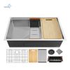 Aqucubic Handmade 304 Stainless Steel Undermount Kitchen Sink with Accessories
