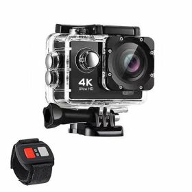 4K Waterproof All Digital UHD WiFi Camera + RF Remote And Accessories (Color: BLACK)