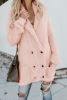 Cute Winter Pink Warm Fuzzy Double Breasted Pocketed Cardigan