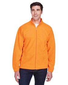 Men's 8 oz. Full-Zip Fleece - BLACK - 5XL (Color: SAFETY ORANGE, size: XL)