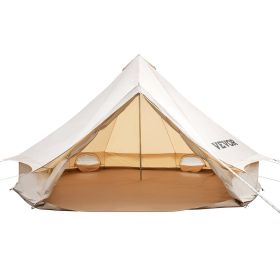 VEVOR 3-5 Person Canvas Glamping Bell Tent, Breathable Waterproof Yurt Tent with Stove Jack and Detachable Side Wall for Family Camping (Tent Type: Mongolian Yurt Tent, Diameter: 3 m)