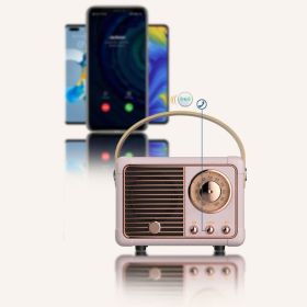 Retro Look FM Radio And Bluetooth Speaker (Color: PINK W/HANDLE)