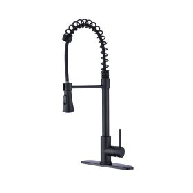 Single Handle Spring High Arc Kitchen Faucet (Color: BLACK)