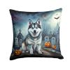 Alaskan Malamute Spooky Halloween Throw Pillow Machine Washable, Indoor Outdoor Decorative Pillow for Couch, Bed or Patio, 14Hx14W