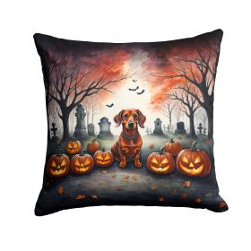 Dachshund Spooky Halloween Throw Pillow Machine Washable, Indoor Outdoor Decorative Pillow for Couch, Bed or Patio, 14Hx14W (default: default)