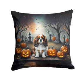 Cavalier Spaniel Spooky Halloween Throw Pillow Machine Washable, Indoor Outdoor Decorative Pillow for Couch, Bed or Patio, 14Hx14W (default: default)