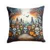Calaveras Sugar Skulls Spooky Halloween Throw Pillow Machine Washable, Indoor Outdoor Decorative Pillow for Couch, Bed or Patio, 14Hx14W