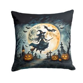 Flying Witch Spooky Halloween Throw Pillow Machine Washable, Indoor Outdoor Decorative Pillow for Couch, Bed or Patio, 14Hx14W (default: default)
