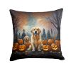 Golden Retriever Spooky Halloween Throw Pillow Machine Washable, Indoor Outdoor Decorative Pillow for Couch, Bed or Patio, 14Hx14W