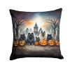 Keeshond Spooky Halloween Throw Pillow Machine Washable, Indoor Outdoor Decorative Pillow for Couch, Bed or Patio, 14Hx14W