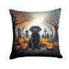 Black Labrador Retriever Spooky Halloween Throw Pillow Machine Washable, Indoor Outdoor Decorative Pillow for Couch, Bed or Patio, 14Hx14W