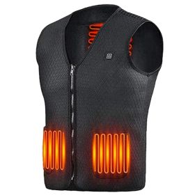 Heat Jacket Vest 3 Heating Gear Adjustable USB Heated Vest Warm Heat Coat Vest w/ 5 Heating Zones For Men Women Winter Outdoor Activity (Color: BLACK, size: large)