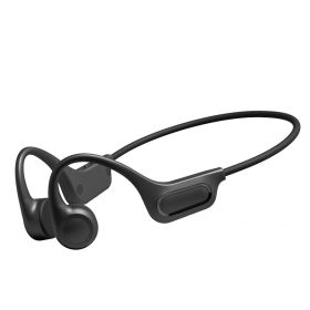 Real bone conduction bluetooth headset 32G memory not into the ear sports running anti-drop headphones (Color: BLACK)