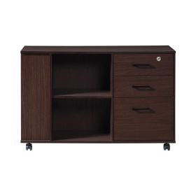 3-Drawer Black Oak Wood 39.37 in. W Lateral File Cabinet (colour: PWS-PD2410-WNT)