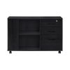 3-Drawer Black Oak Wood 39.37 in. W Lateral File Cabinet