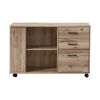 3-Drawer Black Oak Wood 39.37 in. W Lateral File Cabinet
