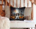 Cavalier Spaniel Spooky Halloween Throw Pillow Machine Washable, Indoor Outdoor Decorative Pillow for Couch, Bed or Patio, 14Hx14W