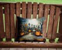 Calacas Skeletons Spooky Halloween Throw Pillow Machine Washable, Indoor Outdoor Decorative Pillow for Couch, Bed or Patio, 14Hx14W