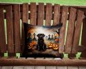 Chocolate Labrador Retriever Spooky Halloween Throw Pillow Machine Washable, Indoor Outdoor Decorative Pillow for Couch, Bed or Patio, 14Hx14W