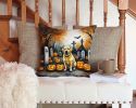 Yellow Labrador Retriever Spooky Halloween Throw Pillow Machine Washable, Indoor Outdoor Decorative Pillow for Couch, Bed or Patio, 14Hx14W