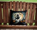 Flying Witch Spooky Halloween Throw Pillow Machine Washable, Indoor Outdoor Decorative Pillow for Couch, Bed or Patio, 14Hx14W