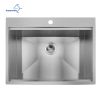 Aqucubic Gunmetal black handmade 16/18 Gauge 304 Stainless Steel Top Mount Single Bowl Kitchen Sink with ledge
