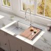 Aqucubic Gunmetal black handmade 16/18 Gauge 304 Stainless Steel Top Mount Single Bowl Kitchen Sink with ledge