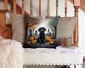 Black Labrador Retriever Spooky Halloween Throw Pillow Machine Washable, Indoor Outdoor Decorative Pillow for Couch, Bed or Patio, 14Hx14W