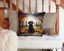 Chocolate Labrador Retriever Spooky Halloween Throw Pillow Machine Washable, Indoor Outdoor Decorative Pillow for Couch, Bed or Patio, 14Hx14W