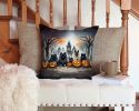 Keeshond Spooky Halloween Throw Pillow Machine Washable, Indoor Outdoor Decorative Pillow for Couch, Bed or Patio, 14Hx14W