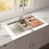 Aqucubic Gunmetal black handmade 16/18 Gauge 304 Stainless Steel Top Mount Single Bowl Kitchen Sink with ledge