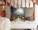 Calacas Skeletons Spooky Halloween Throw Pillow Machine Washable, Indoor Outdoor Decorative Pillow for Couch, Bed or Patio, 14Hx14W