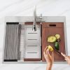Aqucubic Gunmetal black handmade 16/18 Gauge 304 Stainless Steel Top Mount Single Bowl Kitchen Sink with ledge