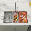 Aqucubic Handmade 304 Stainless Steel Undermount Kitchen Sink with Accessories